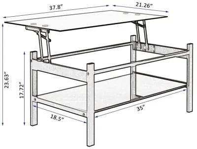 Hivvago 2 Layers Modern Designed Lifting Top Tempered Glass  Table