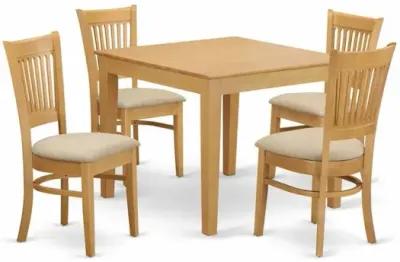 East West Furniture OXVA5-OAK-C 5 PC Table and Chairs set - Kitchen Table and 4 Dining Chairs