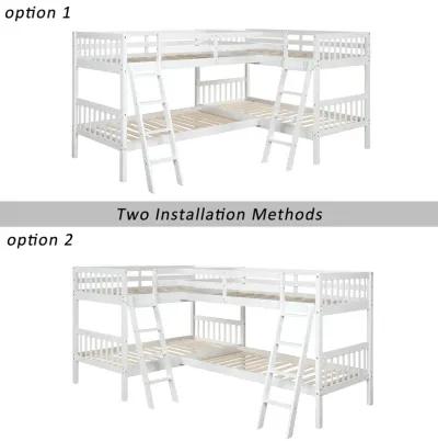 Merax L-Shaped Bunk Bed with Ladder