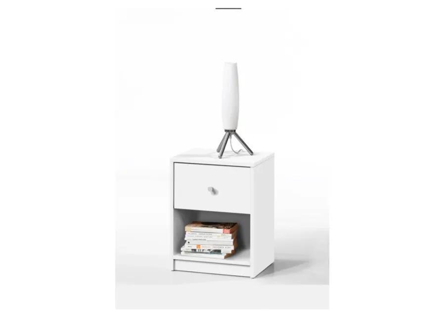 Hivvago Contemporary 1-Drawer Nightstand with Storage Shelf in White