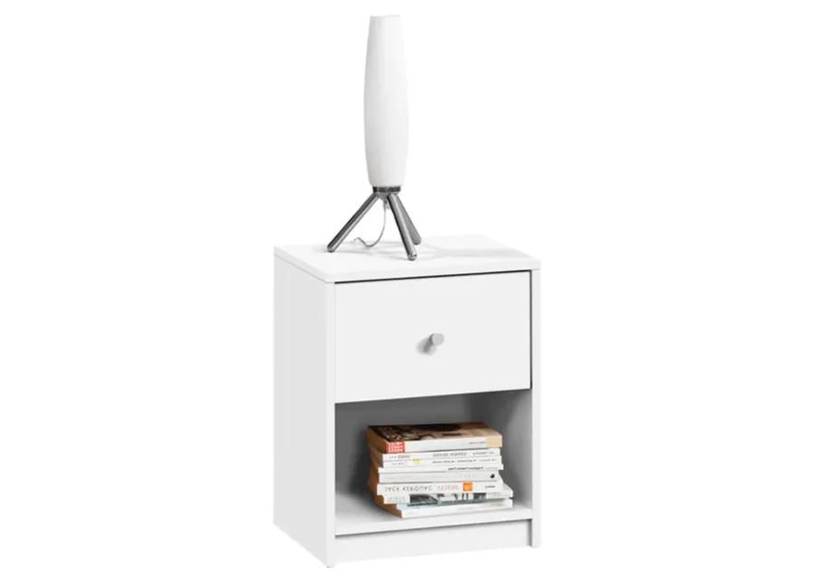 Hivvago Contemporary 1-Drawer Nightstand with Storage Shelf in White