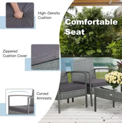 Hivvago 4 Pieces Outdoor Rattan Conversation Set with Comfortable Cushion