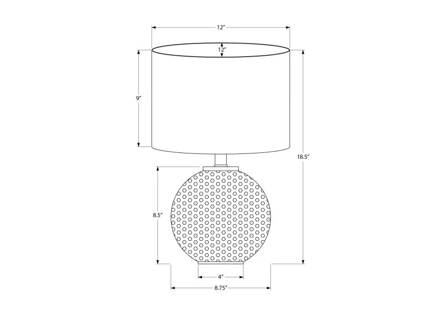 Monarch Specialties I 9653 - Lighting, 19"H, Table Lamp, Grey Resin, Ivory / Cream Shade, Modern