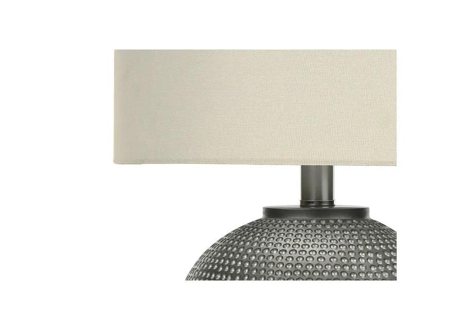 Monarch Specialties I 9653 - Lighting, 19"H, Table Lamp, Grey Resin, Ivory / Cream Shade, Modern