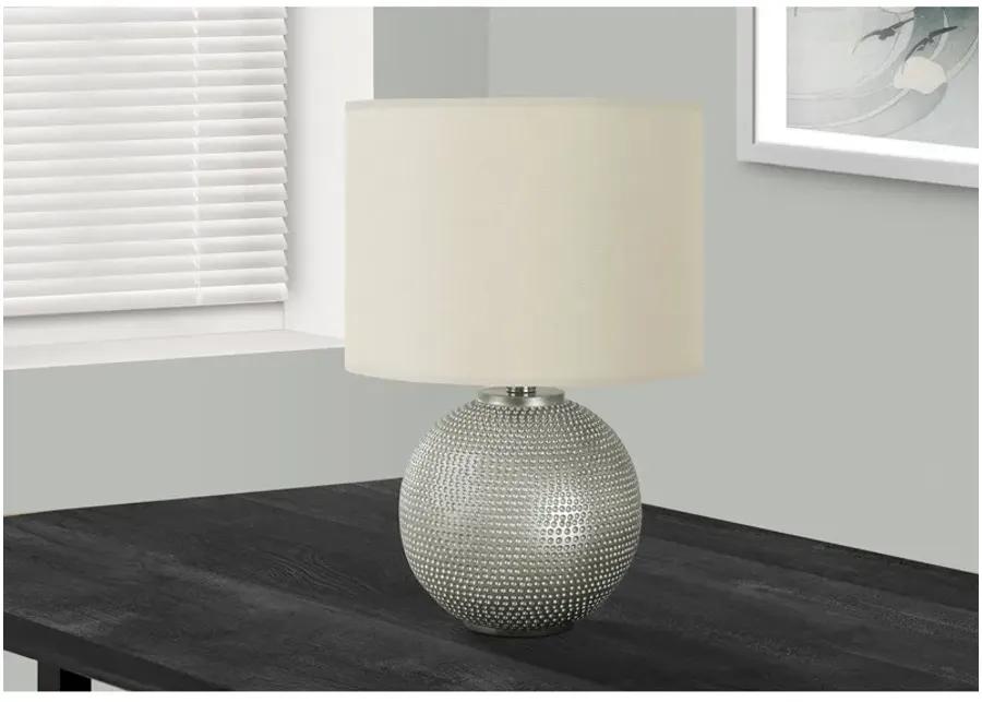 Monarch Specialties I 9653 - Lighting, 19"H, Table Lamp, Grey Resin, Ivory / Cream Shade, Modern