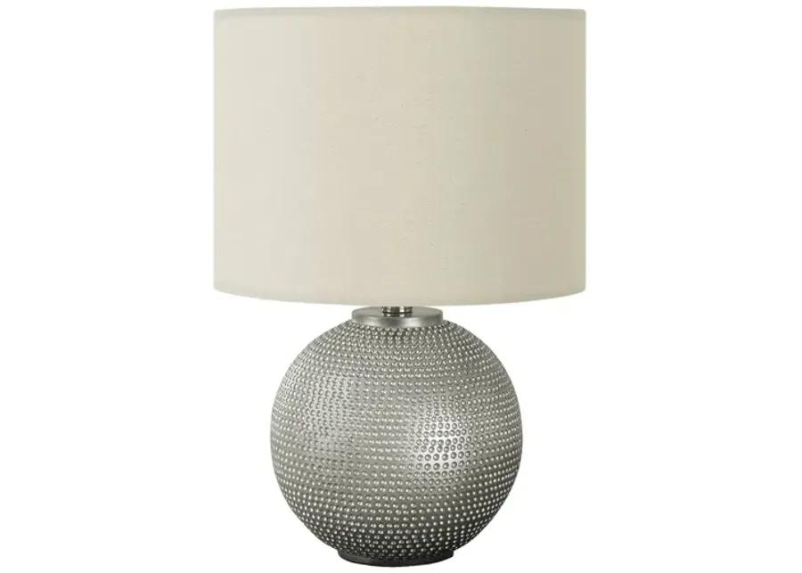 Monarch Specialties I 9653 - Lighting, 19"H, Table Lamp, Grey Resin, Ivory / Cream Shade, Modern