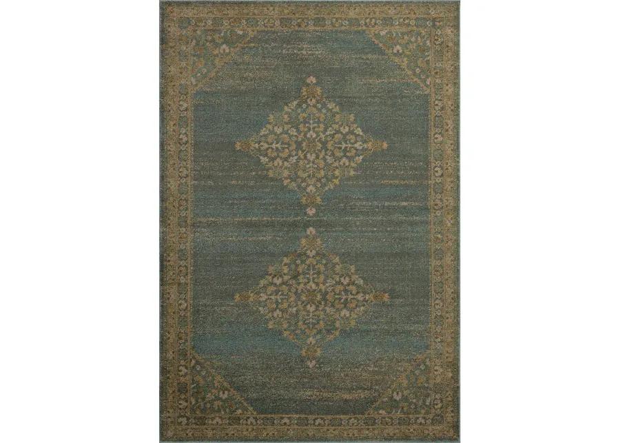 Mona Aqua/Wheat 2'6" x 4'0" Accent Rug by Magnolia Home by Joanna Gaines x Loloi