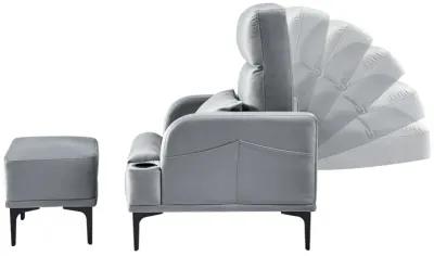 Velvet Armchair Set with Ottoman & Cup Holder