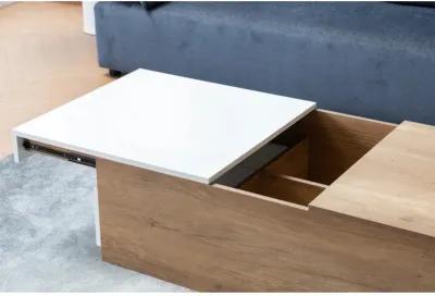 Arlo Light Brown Wood Finish Coffee Table With Hidden Compartments And 2 Drawers