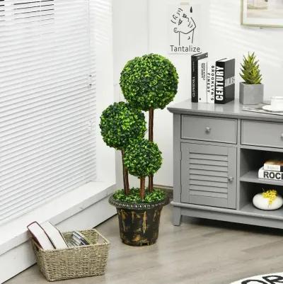 36-Inch Artificial Topiary Triple Ball Tree for Indoor and Outdoor