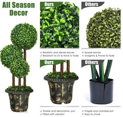 36-Inch Artificial Topiary Triple Ball Tree for Indoor and Outdoor