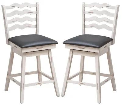 360° Swivel Bar Stools with Rubber Wood Frame and Ergonomic Backrest and Footrest