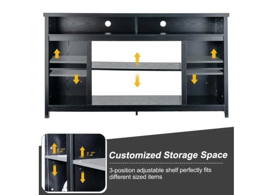 Hivvago 58 Inch TV Stand Entertainment Console Center with Adjustable Open Shelves-Black