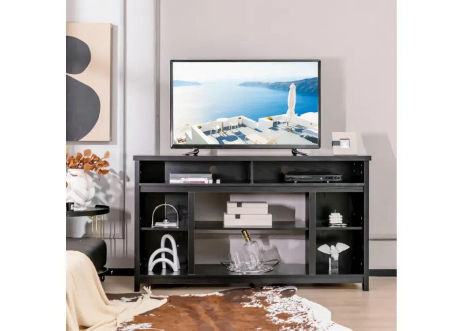 Hivvago 58 Inch TV Stand Entertainment Console Center with Adjustable Open Shelves-Black