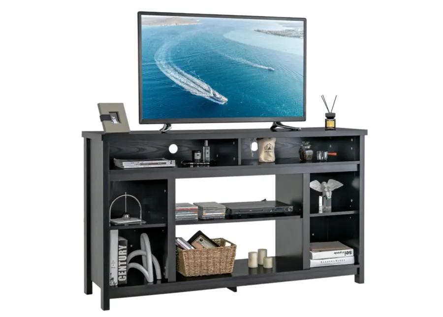 Hivvago 58 Inch TV Stand Entertainment Console Center with Adjustable Open Shelves-Black