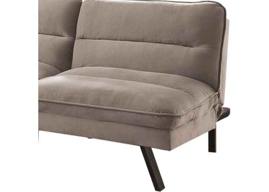 Fabric Futon Sofa with Split Back and Angled Legs, Gray - Benzara