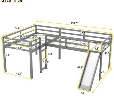 Merax L-Shaped Loft Bed with Ladder and Slide