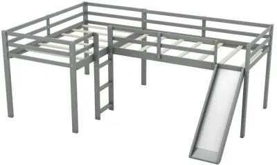 Merax L-Shaped Loft Bed with Ladder and Slide