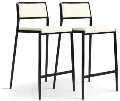 Gale Black Performance Vegan Leather Stackable Stool - Set of 2