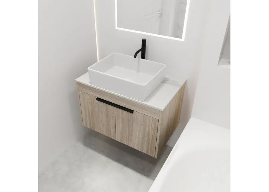 30" Modern Design Float Bathroom Vanity With Ceramic Basin Set