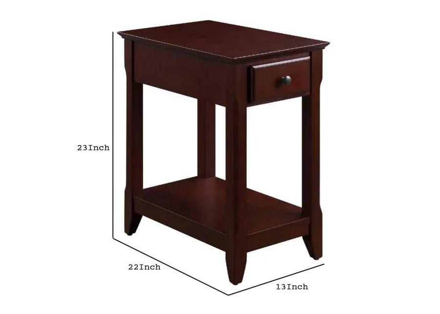 Accent Table with 1 Drawer and Bottom Shelf, Brown-Benzara