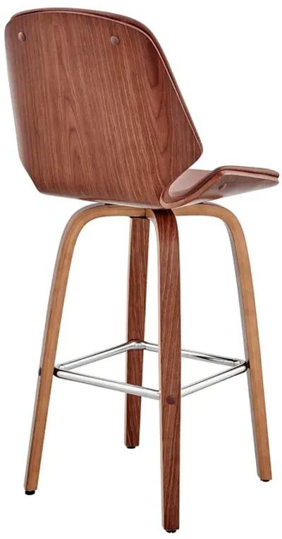 Arabela 26" Faux Leather and Wood Swivel Bar Stool