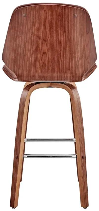 Arabela 26" Faux Leather and Wood Swivel Bar Stool