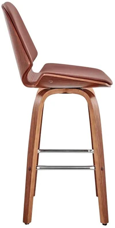 Arabela 26" Faux Leather and Wood Swivel Bar Stool