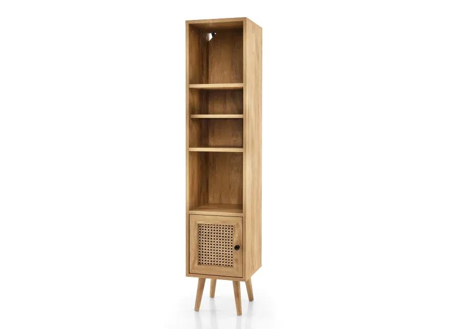 4 Tiers Rattan Storage Cabinet with Slim Design