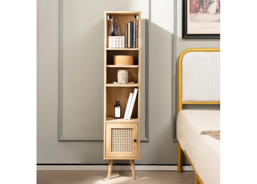 4 Tiers Rattan Storage Cabinet with Slim Design