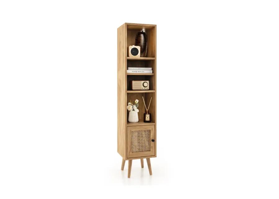 4 Tiers Rattan Storage Cabinet with Slim Design