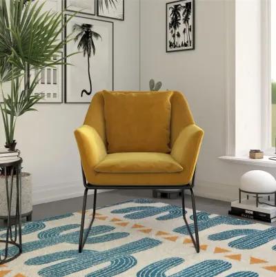 Cassie Accent Chair, Mustard Yellow Velvet