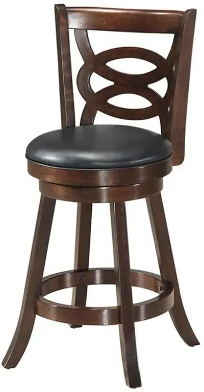 Counter Height Upholstered Espresso Swivel Dining Chair with Cushion Seat-24 Inch