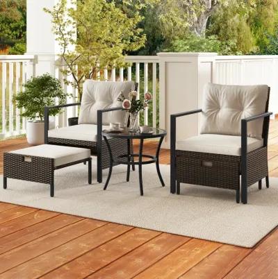 4 Piece Outdoor Furniture Set with Glass Topped Coffee Table