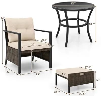 4 Piece Outdoor Furniture Set with Glass Topped Coffee Table