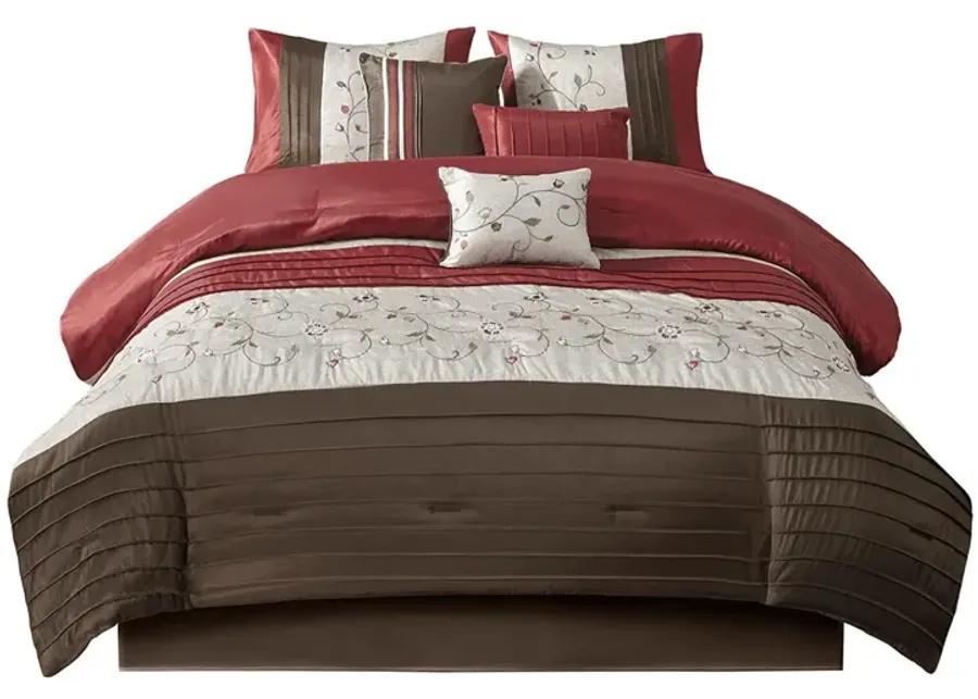 Gracie Mills Rogelio 7-Piece Transitional Embroidered Comforter Set