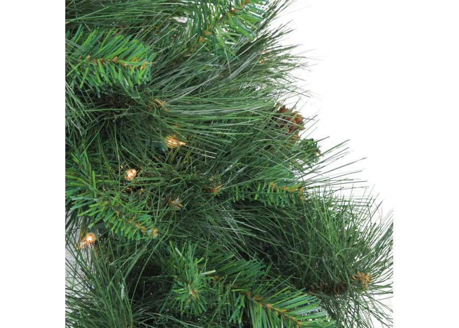 Pre-Lit White Valley Pine Artificial Christmas Wreath  24-Inch  Clear Lights