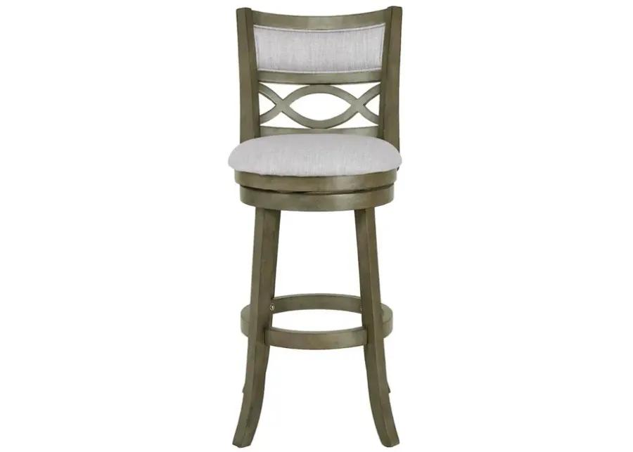 New Classic Furniture New Classic Manchester Gray Wood Swivel Bar Stool with Fabric Seat (Set of 2)