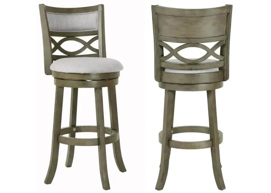 New Classic Furniture New Classic Manchester Gray Wood Swivel Bar Stool with Fabric Seat (Set of 2)