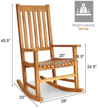 Hivvago Indoor Outdoor Wooden High Back Rocking Chair