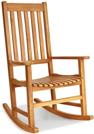 Hivvago Indoor Outdoor Wooden High Back Rocking Chair