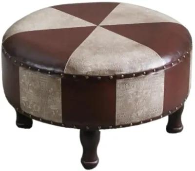 Mini Round Faux Leather Stool