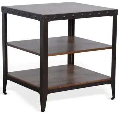 Sunny Designs San Diego Metal & Solid Wood End Table in Brown