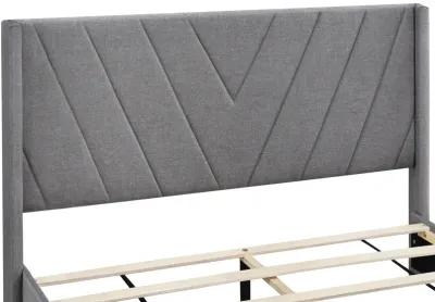 Merax Linen Upholstered Platform Bed with 3 Drawers