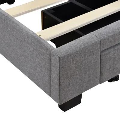 Merax Linen Upholstered Platform Bed with 3 Drawers