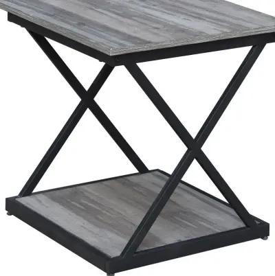 Homezia 20" Black And Brown Manufactured Wood Square End Table