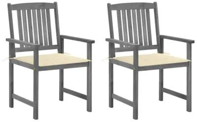 vidaXL Director's Chairs with Cushions 2 pcs Gray Solid Acacia Wood