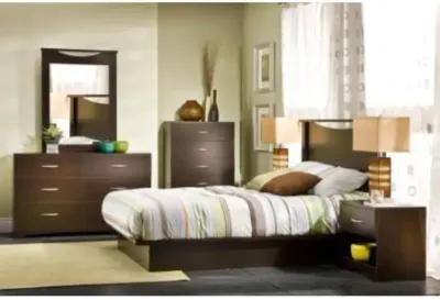 Modern 6-Drawer Bedroom Dresser in Chocolate Wood Finish