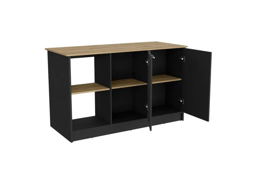 Kitchen Island Padua, Kitchen, Black / Macadamia