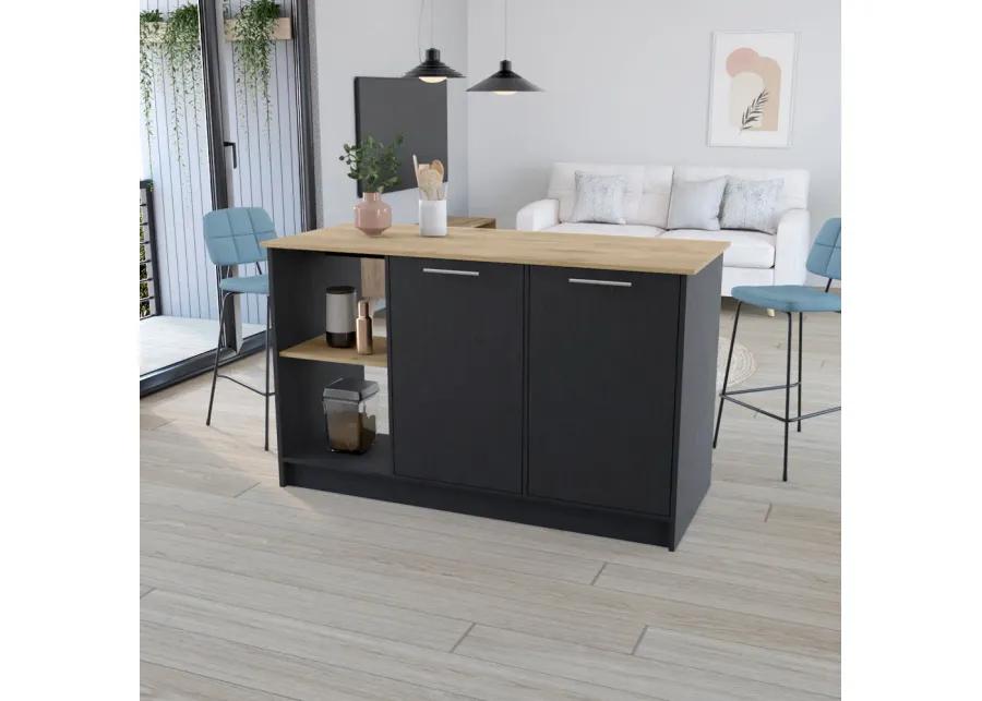 Kitchen Island Padua, Kitchen, Black / Macadamia